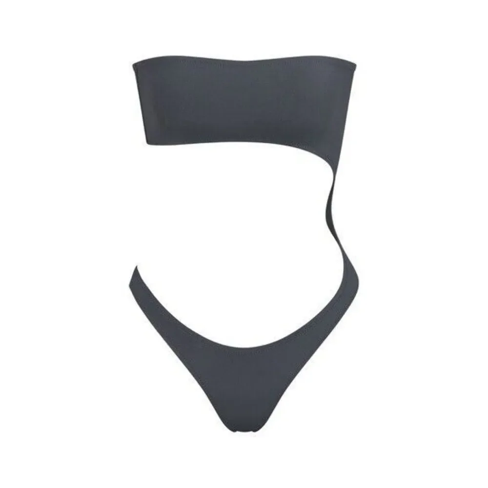 SKIMS Recycled Swim Strapless Monokini Bathing Suit Size 3X Gunmetal Women's NWT